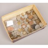 A box of English and foreign coins.