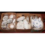 Three boxes of miscellaneous ceramics to include Minton, Crown Ducal, Wedgwood and Coalport