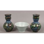 A pair of Danico Danish Art Pottery baluster shaped vases, along with a John Pearsons blue glazed