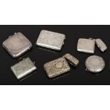 A quantity of mostly silver and white metal match stick holders to include Birmingham 1918 example