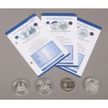 Three silver commemorative crowns from The Vice Admiral Lord Nelson collection with certificates,