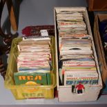 Two boxes of 45rpm single records all in original sleeves to include over 100 Elvis Presley on RCA