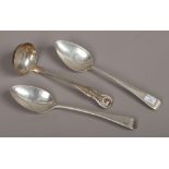 Two George III silver dessert spoons by Christopher & Thomas Wilkes Barker, assayed London 1801,