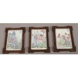 Three framed miniature decoration prints depicting fairies and flowers.