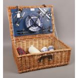 An antler hand made four plate picnic hamper with Viners cutlery.