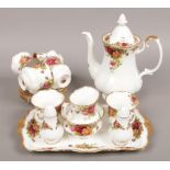 Eighteen pieces of Royal Albert Old Country Roses cone china to include six part coffee set.