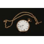 A yellow metal Elgin pocket watch, along with a 9ct gold Albert chain, gold 6.7 grams.