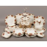 A collection of Royal Albert Old Country Roses design dinnerwares, 31 pieces to include three tier
