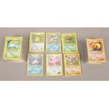 A quantity of loose Pokeman cards all in individual sleeves to include holographic etc.