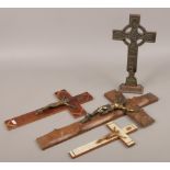 Four Corpus Christie and a cast metal Celtic style cross.