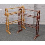 Two hardwood towel rails.