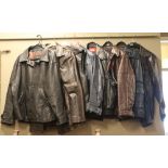 Six leather jackets and two leather waistcoats to include Toff, River Island etc.