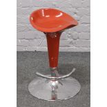 A retro style swivel bar stool.