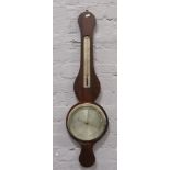 A Regency mahogany banjo barometer with silvered dial signed J. Prevosto.