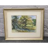 G. Cawell Martin, a framed watercolour rural river landscape.