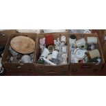 Three boxes of miscellaneous to include Royal Worcester, Wedgwood, glassware etc.