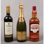 Three full and sealed bottles of alcohol to include Heidsieck & Co. Monopole Champagne, Southern