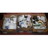 Three boxes of miscellaneous to include Wedgwood, Crown Devon, Aynsley etc.