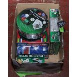A box of games to include Poker set, Roulette etc.