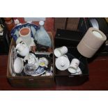 A box of miscellaneous ceramics and glass to include Coalport, Aynsley, Woodsetts Wesleyan Methodist