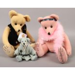 Two large and one small limited edition John & Maude Blackburn Canterbury bears; Alex, Pandora and