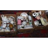 Three boxes of miscellaneous to include Shelley, Royal Doulton Beswick, Masons, etc.