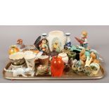 A tray of mixed collectable ceramics to include Sylvac, Torquay ware, Pendelfin and Quimper etc.