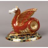 A Royal Crown Derby paperweight from the Heraldic Beasts Collection, The Wessex Wyvern.