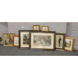 A quantity of framed prints and pictures including a woolwork, Vanity Fair, limited edition prints