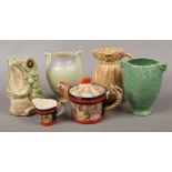 A collection of Crown Devon ceramics to include toad jug, tea pot and cream jug etc.