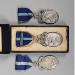 Three Royal Masonic hospital jewels, one with vice patron clasp.