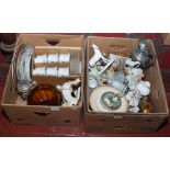 Two boxes of miscellaneous including Minton, German musical pottery beer stein, bone china