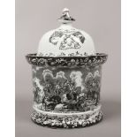 A Victorian Charge of the Lightbrigade pottery tobacco jar.Condition report intended as a guide