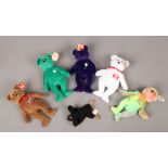 Five TY original Beanie baby bears, along with a McDonald's example.