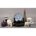A quantity of mostly collectable ceramics and glass including Wedgwood Jasperware, Royal Crown