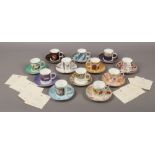 A set of twelve Coalport 'The Coalport Museum Historic Coffee Cup Collection' bone china cups and