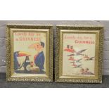 Two gilt framed prints advertising Guinness.