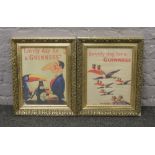 Two gilt framed prints advertising Guinness.