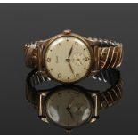 A gentleman's 9ct gold cased Timor presentation manual wristwatch with satin dial, applied numeral