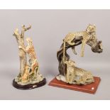 Two composite models of Cheetahs each raised on hardwood plinths including a Juliana collection