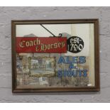 Framed Coach and Horses Ales and Stouts advertising mirror.