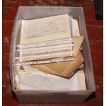 A box of ephemera to include advertising mats, indenture, railway etc.