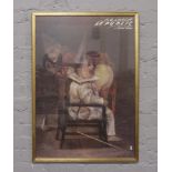 After Wiktor Sadowski Polish large gilt framed comedia dellarte print titled F.G. Lorca Le Public.