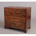 A George II mahogany caddy top chest of small proportions. With crossbanded top, four graduated