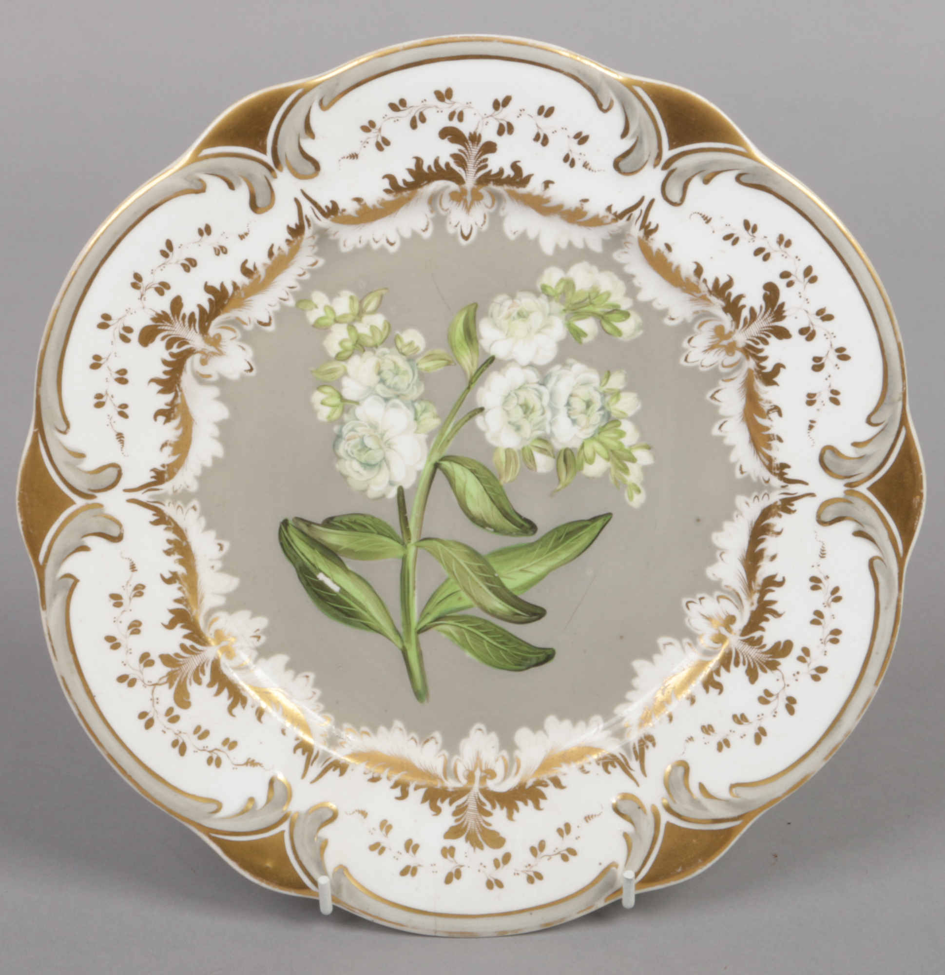 A Rockingham part dessert service with C-scroll moulding and having gilt and grey borders. Each - Image 16 of 19