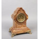 A 19th century French marble cased mantel clock. With gilt dial and visible anchor escapement.