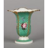A rare Rockingham acanthus leaf-moulded vase with overhanging lip and supported on a circular
