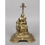 A 19th century bronze figure later converted to a table lamp. Modelled as the Madonna and Child with