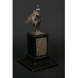 Royal Air Force interest - a silver Victory mascot / statue of a winged angel holding a wreath and
