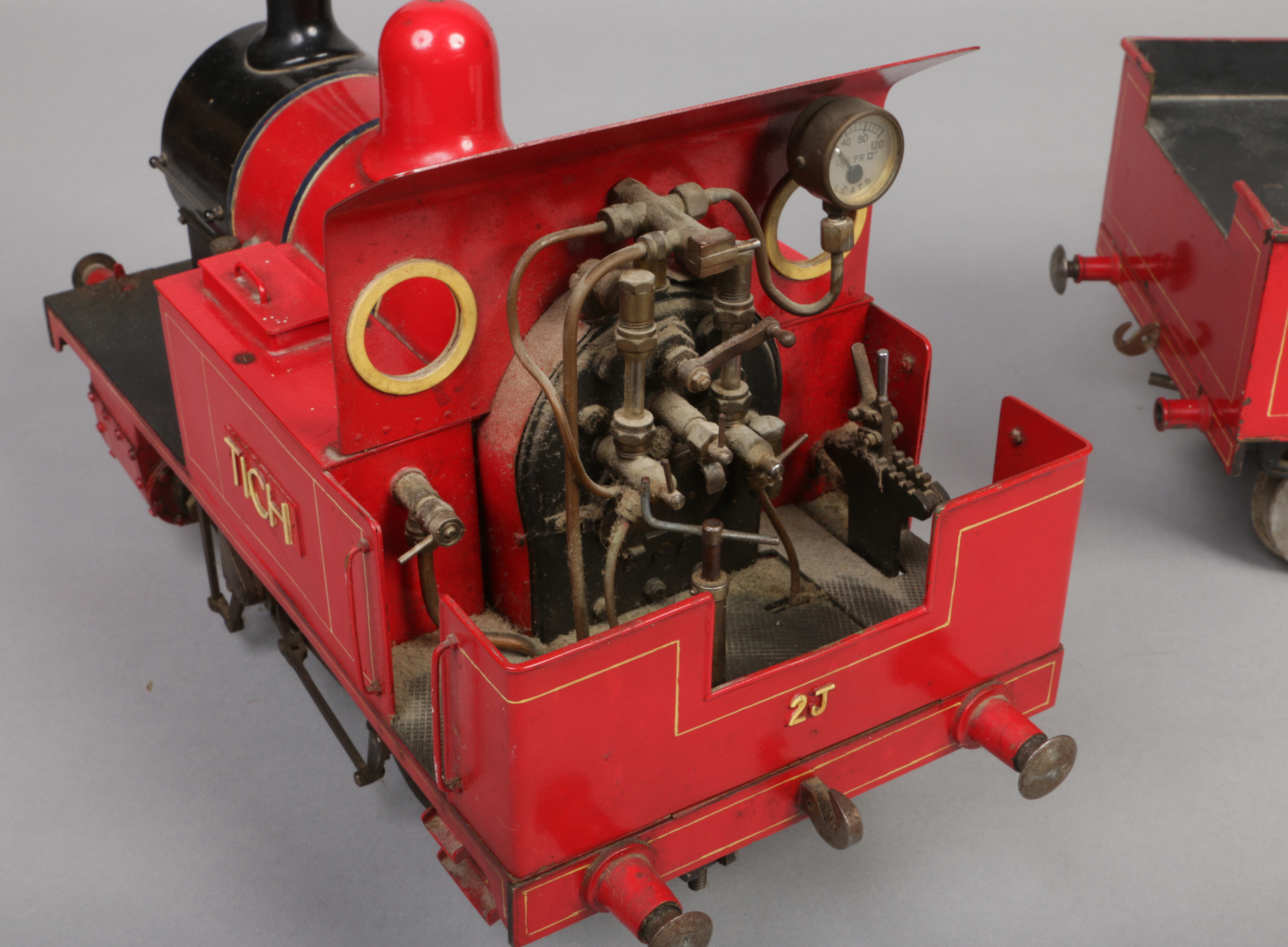 A 3.5" gauge 0-4-0 live steam tank engine and tender.  With red livery, the engine named Tich and - Image 2 of 2